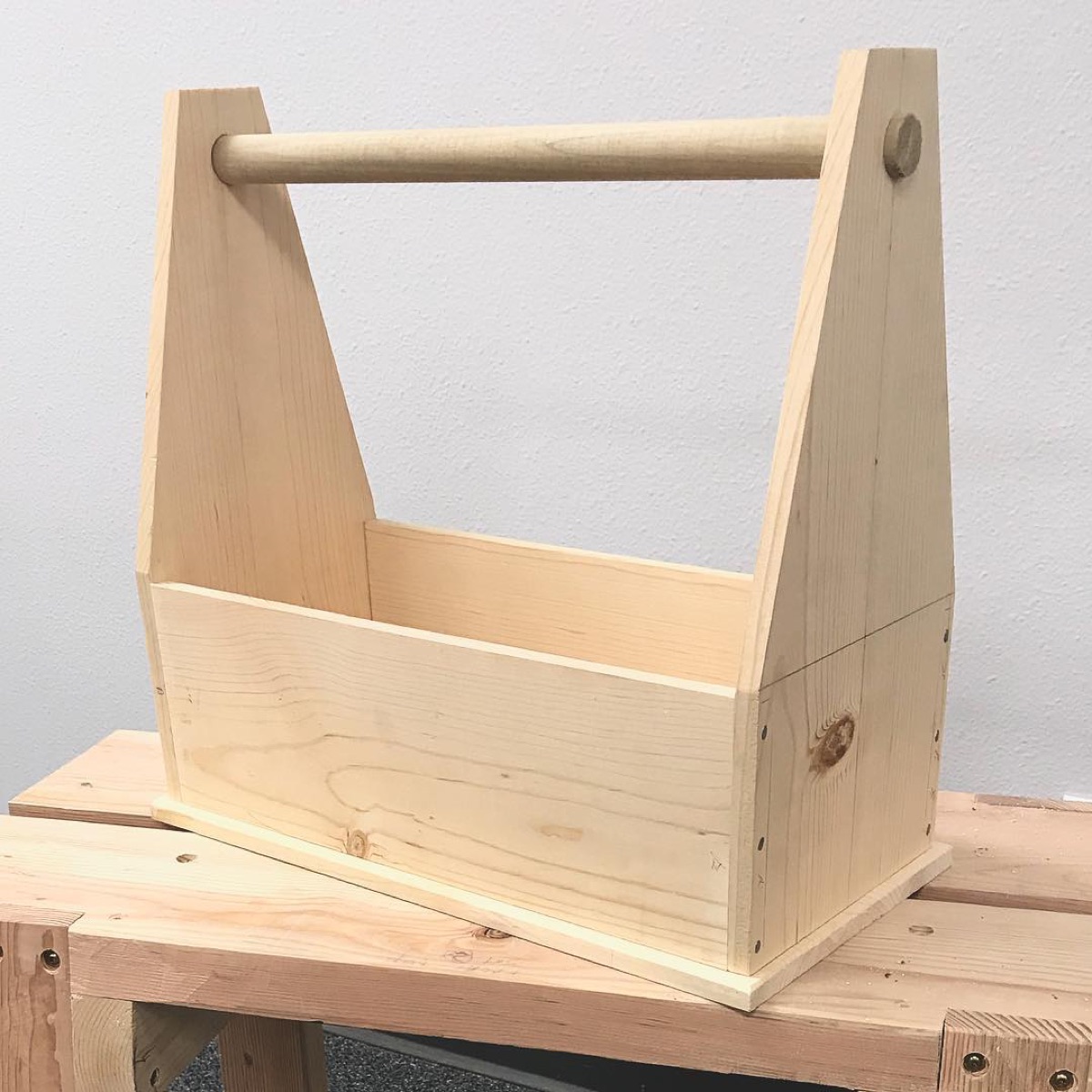 Handmade wooden tool tote