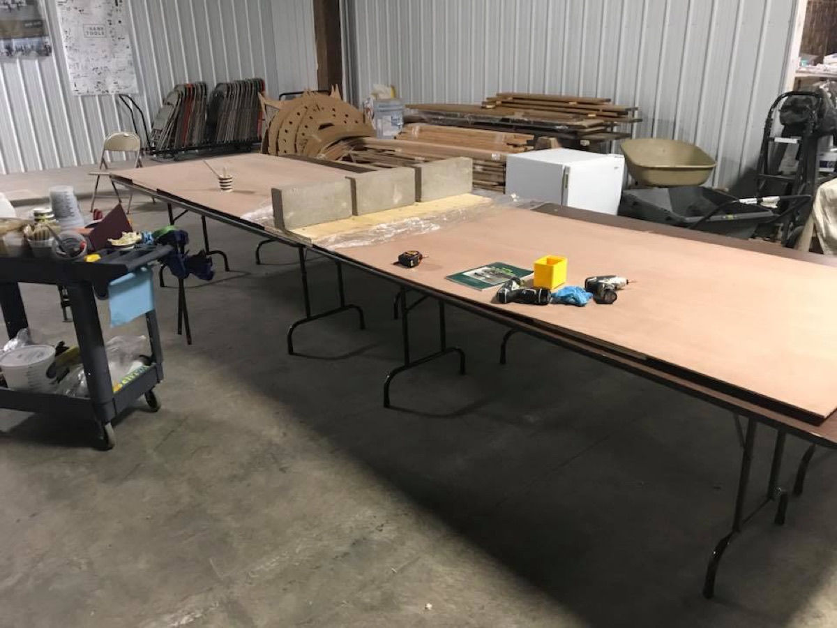 Work tables ready for classes