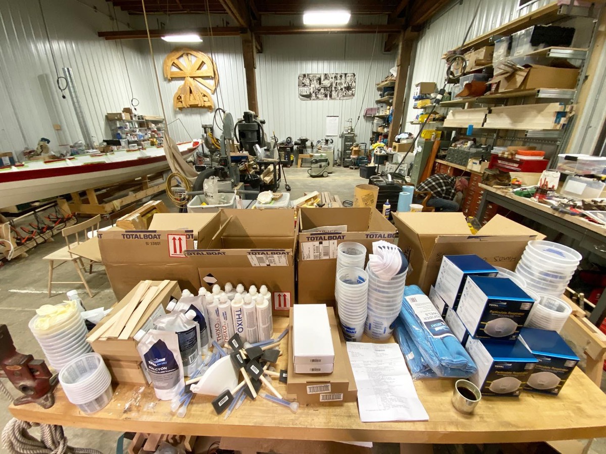 Materials and supplies on workshop tables