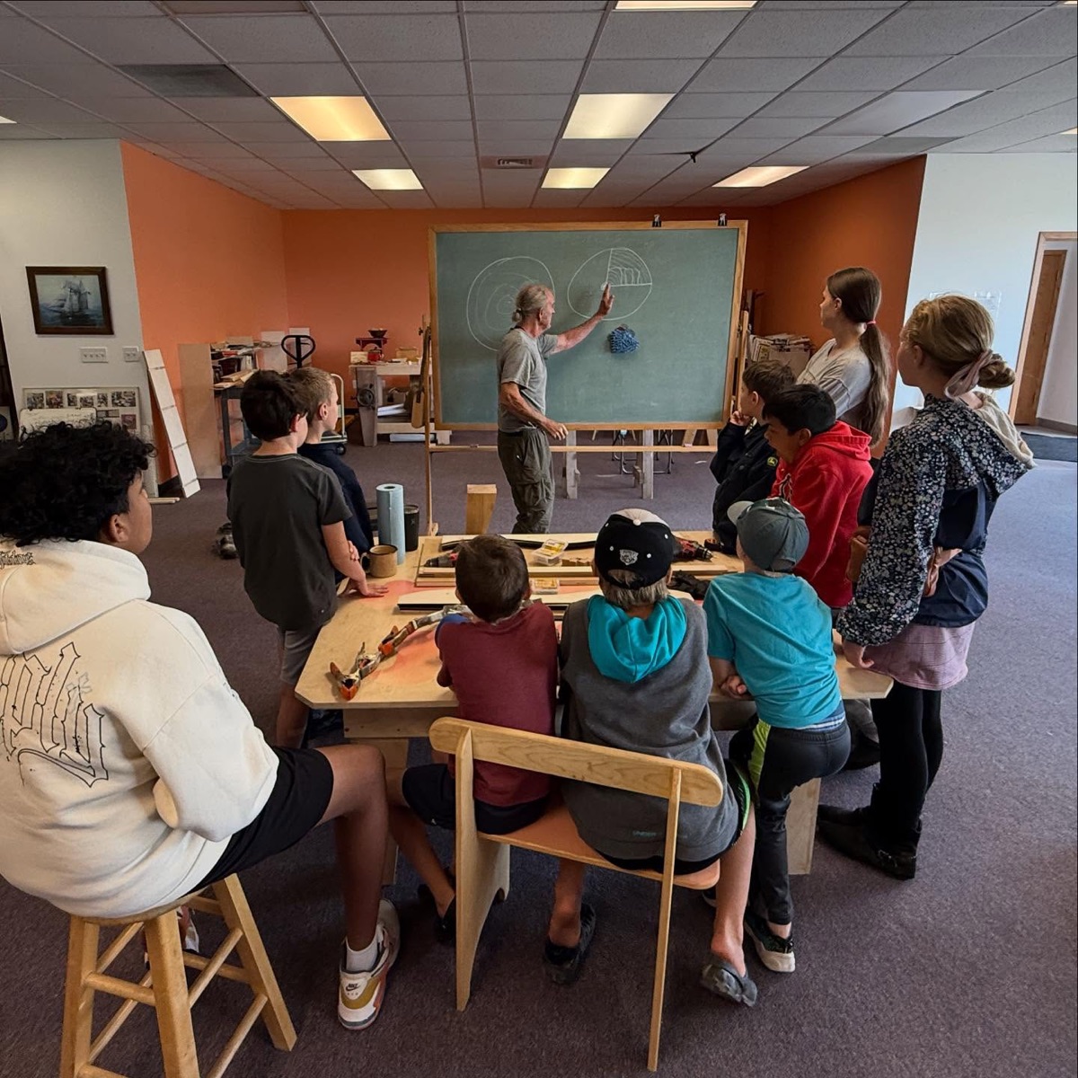 Children gathered for a workshop demonstration