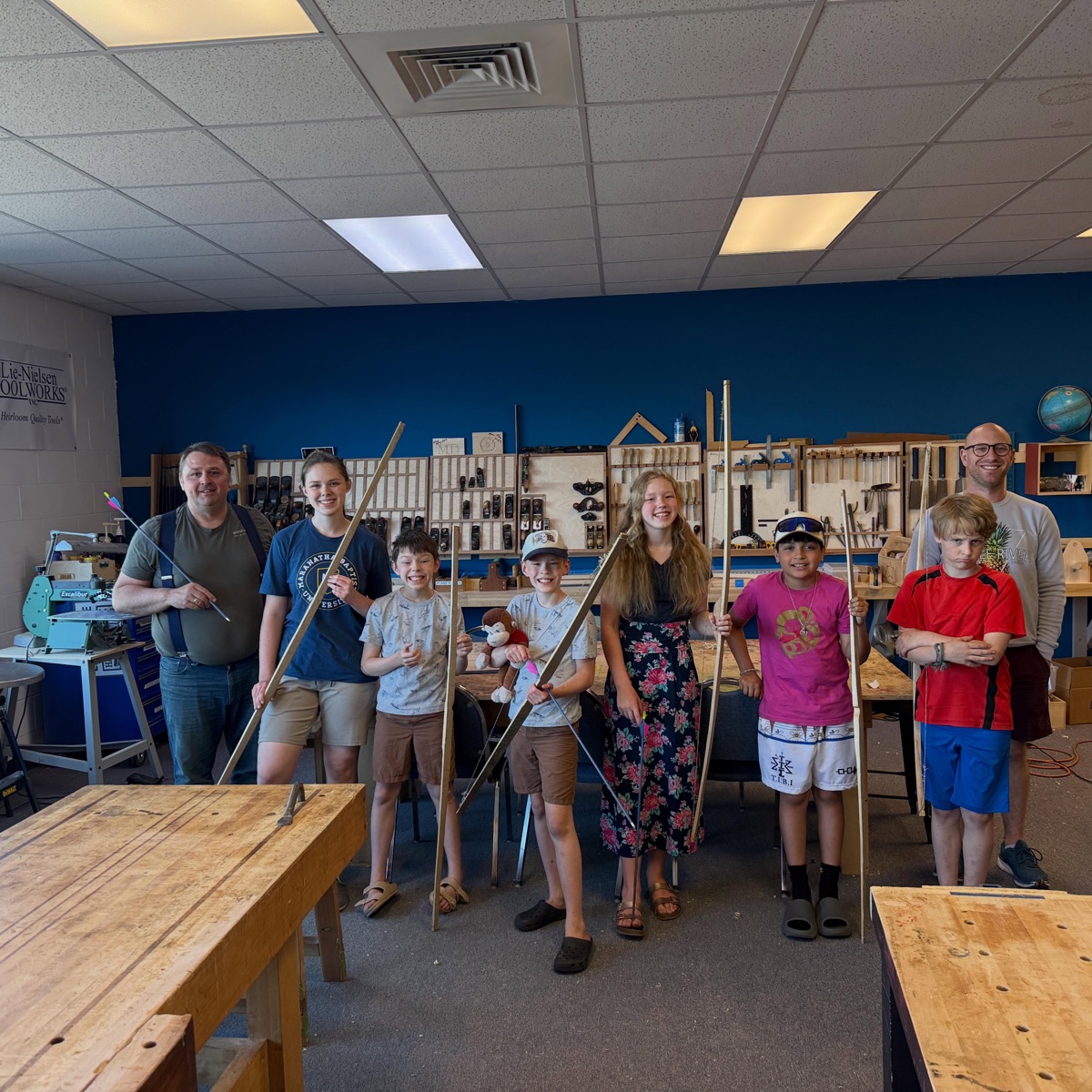 Students displaying completed projects